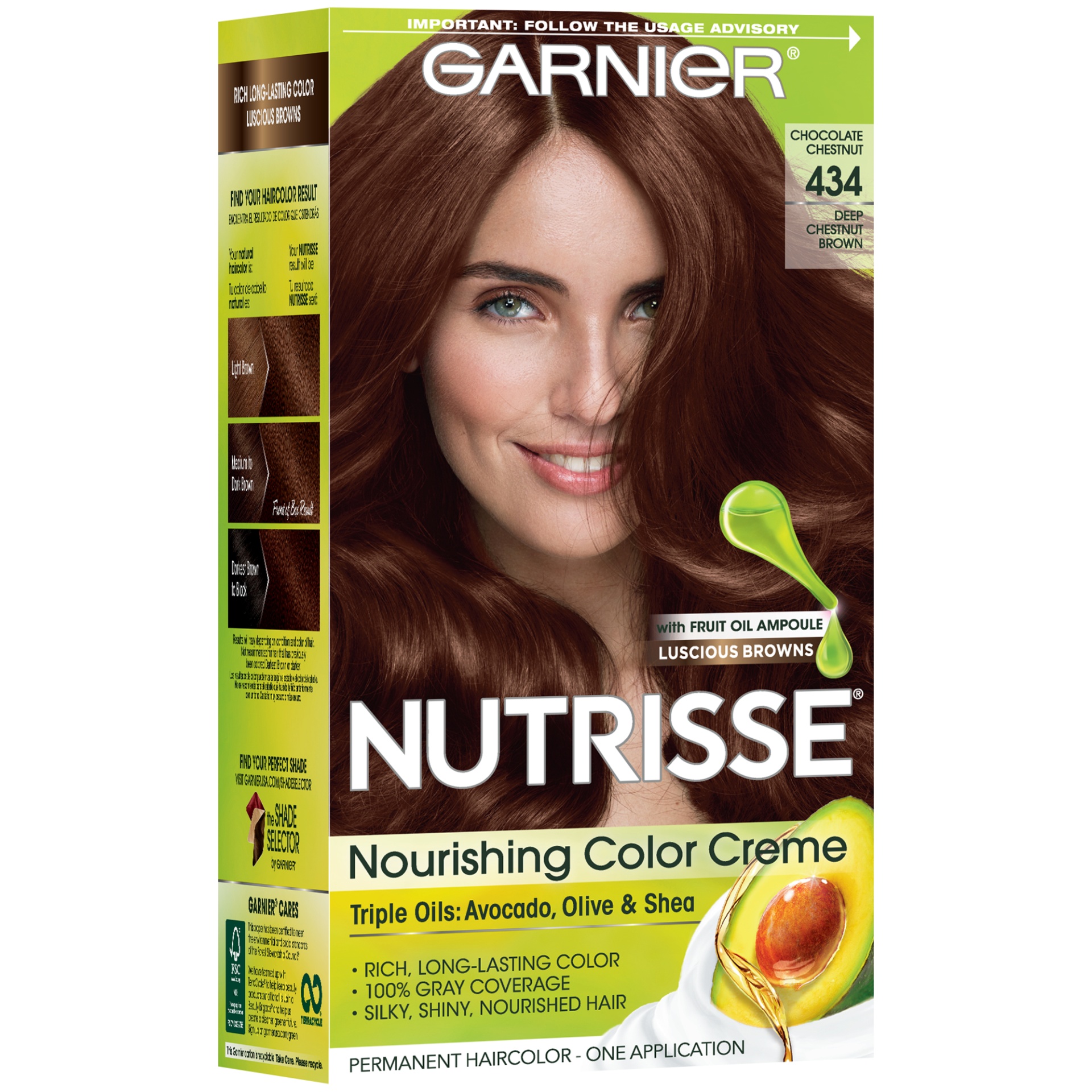 slide 3 of 8, Garnier Nourishing Permanent Hair Color Creme - 434 Deep Chestnut Brown, 1 ct