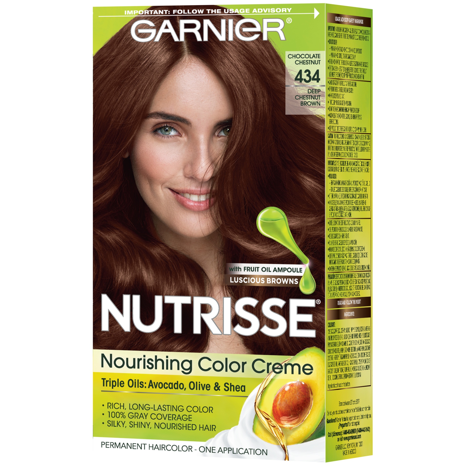 slide 4 of 8, Garnier Nourishing Permanent Hair Color Creme - 434 Deep Chestnut Brown, 1 ct
