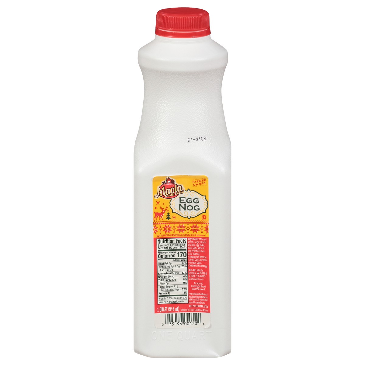 slide 11 of 13, Maola Eggnog Quart, Ultra-Pasteurized, 1 qt