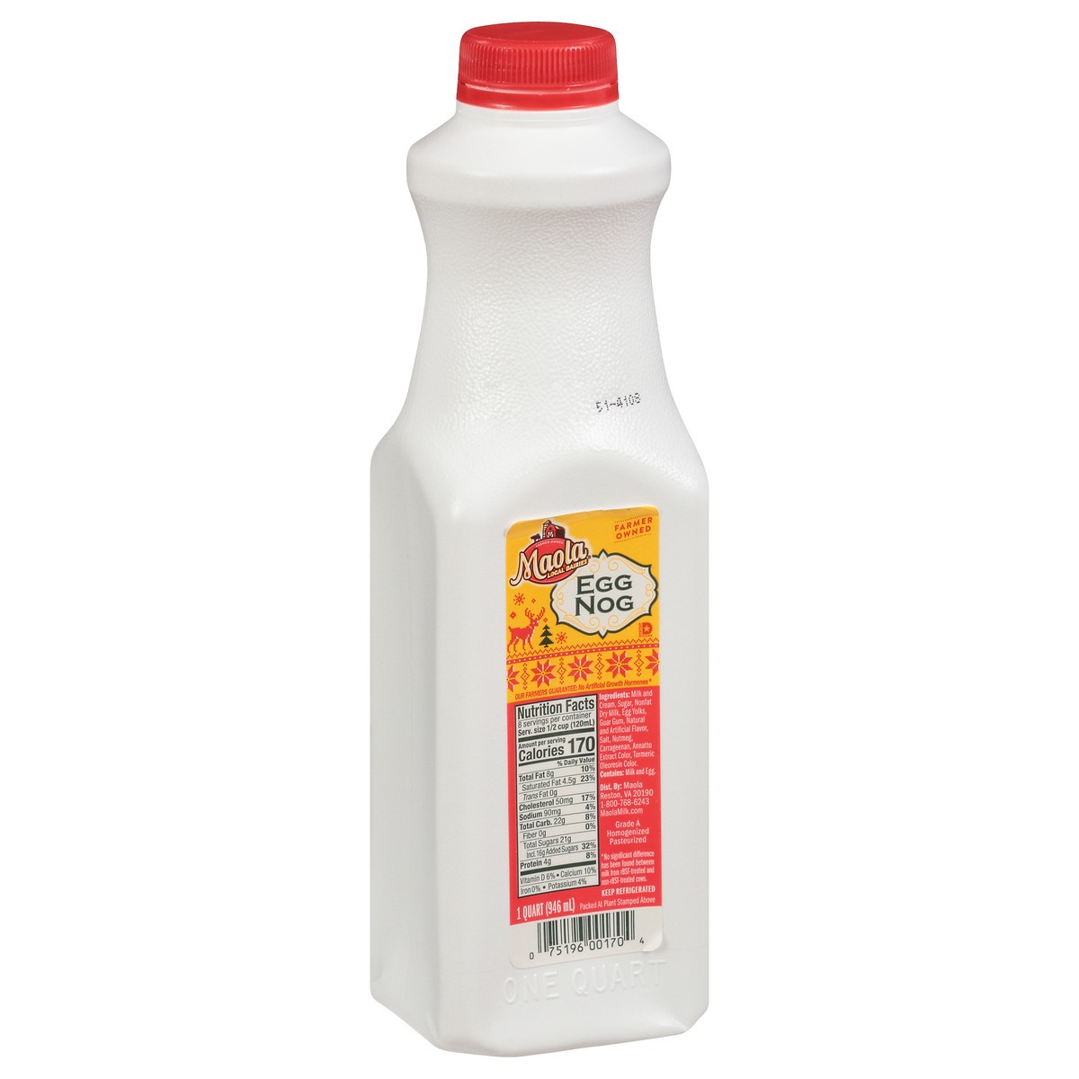 slide 6 of 13, Maola Eggnog Quart, Ultra-Pasteurized, 1 qt