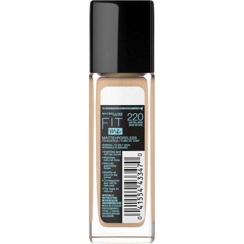 slide 7 of 7, Maybelline Fit Me Matte + Poreless Oil Free Liquid Foundation - 1 fl oz - 220 Natural Beige - 1 fl oz, 1 fl oz, 1 fl oz