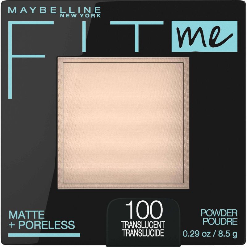 slide 1 of 7, MaybellineFit Me Matte + Poreless Pressed Powder - 100 Translucent - 0.29oz: Oil & Shine Control, Non-comedogenic, Paraben-Free, 0.29 oz
