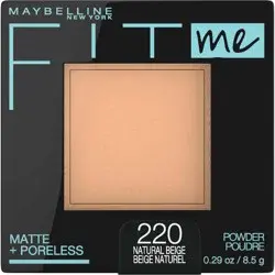 MaybellineFit Me Matte + Poreless Pressed Powder - 220 Natural Beige - 0.29oz: Oil & Shine Control, Non-comedogenic, Dermatologist Tested