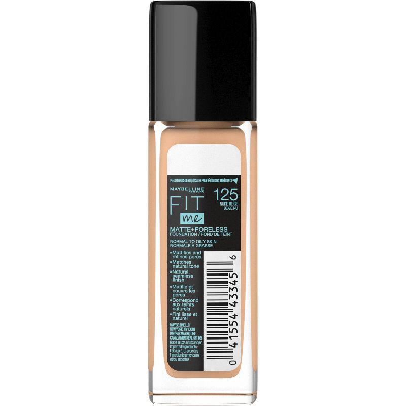 Maybelline Fit Me Matte + Poreless Oil Free Liquid Foundation - 1 fl oz -  125 Nude Beige - 1 fl oz 1 fl oz