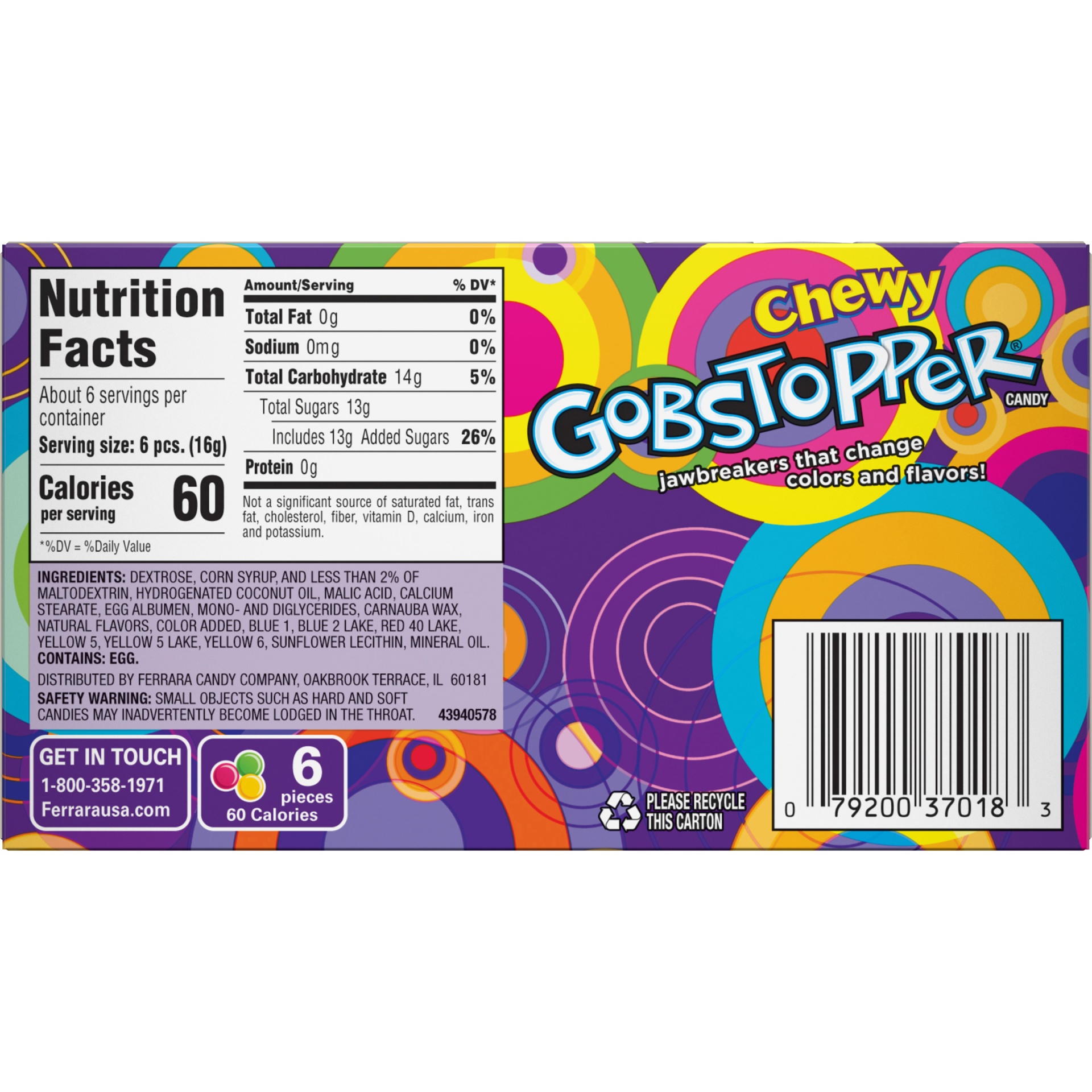 slide 8 of 8, Nestlé Chewy Gobstoppers Theater Box, 3.75 oz