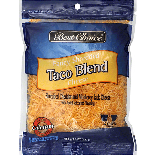 slide 1 of 3, Best Choice Fancy Shredded Taco Blend Cheese, 8 oz