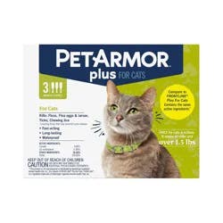 PetArmor Plus Flea and Tick Topical Treatment for Cats - Over 1.5lbs - 3 Month Supply - 0.051 fl oz