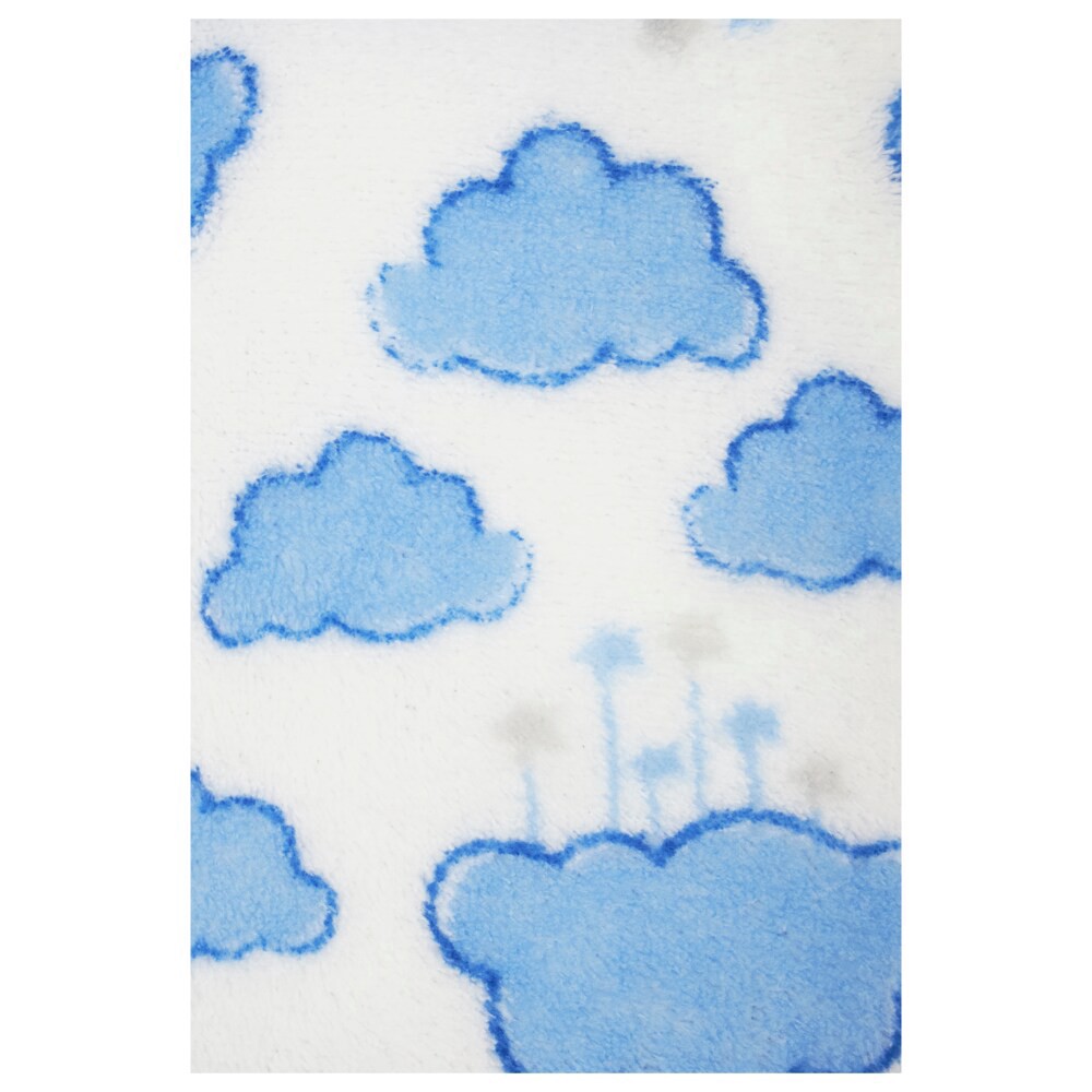 slide 3 of 4, Cutie Pie Cloud Print Plush Baby Blanket - Light Blue, 1 ct