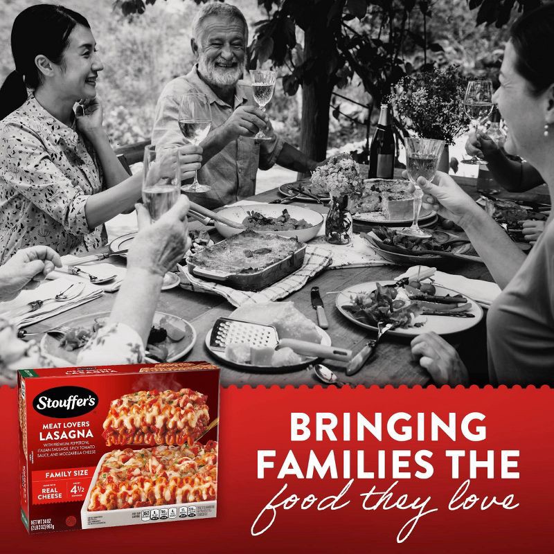 slide 4 of 9, Stouffer's Meat Lover's Frozen Lasagna Family Size Frozen Dinner - 34oz, 34 oz
