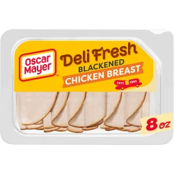 Oscar Mayer Deli Fresh Blackened Chicken Breast Coated with Red Bell Pepper, Paprika and other Seasonings Browned with Caramel Color Sliced Lunch Meat Tray