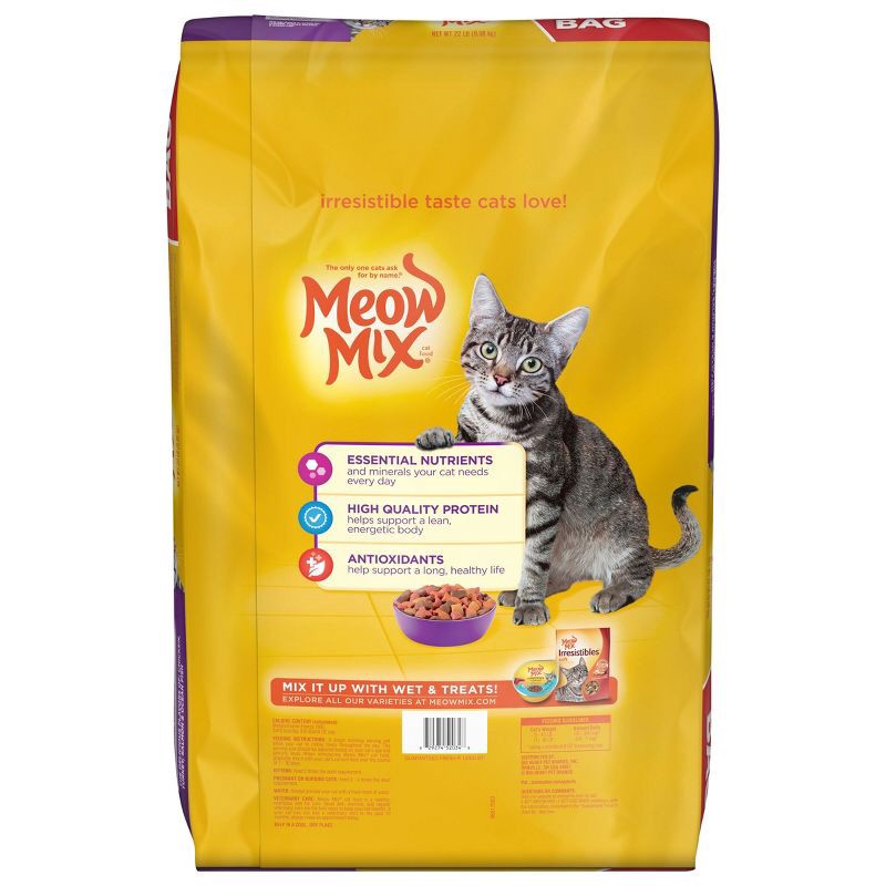 slide 2 of 4, Meow Mix Original Choice with Flavors of Chicken, Turkey, Salmon & Ocean Fish Adult Complete & Balanced Dry Cat Food - 22lb, 22 lb