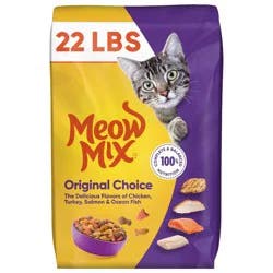 Meow Mix Original Choice with Flavors of Chicken, Turkey, Salmon & Ocean Fish Adult Complete & Balanced Dry Cat Food - 22lb