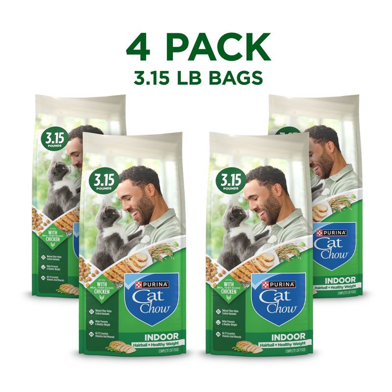 slide 3 of 15, Purina Cat Chow Indoor Healthy Weight & Hairball Control Chicken Flavor Dry Cat Food - 3.15lbs, 3.15 lb