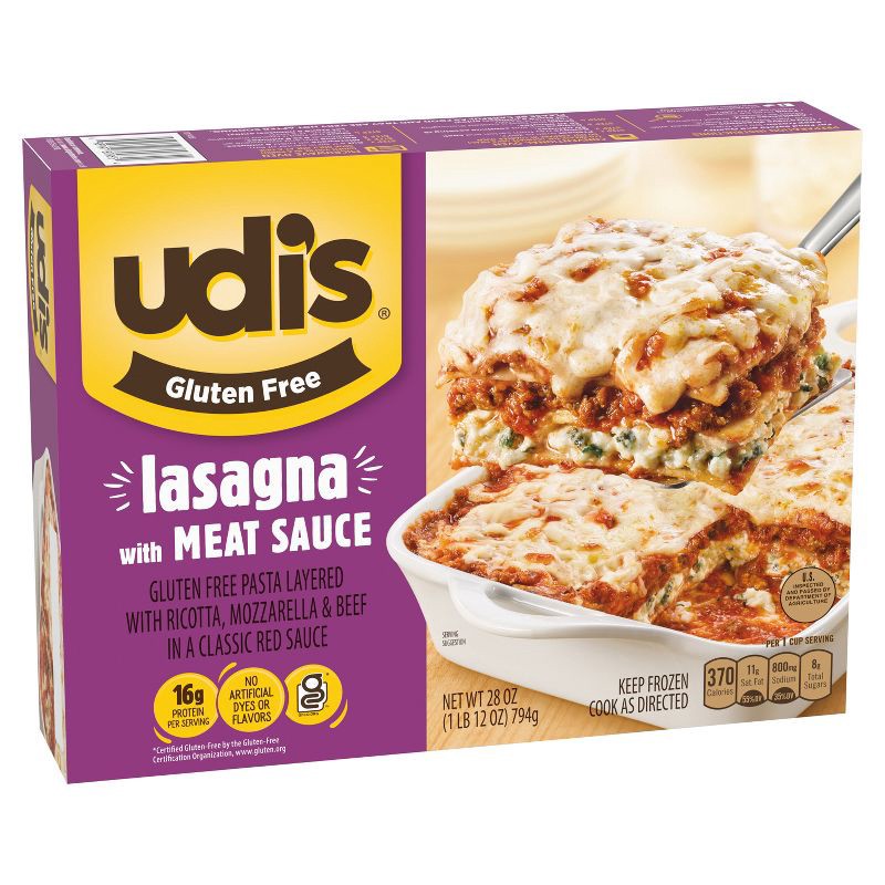 slide 2 of 4, Udi's Gluten Free Frozen Lasagna with Meat Sauce - 28oz, 28 oz