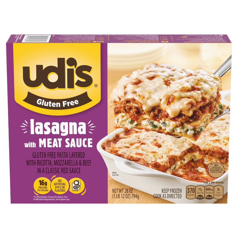 slide 1 of 5, Udi's Gluten Free Frozen Lasagna with Meat Sauce - 28oz, 28 oz