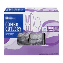 SE Grocers Premium, Clear & Full Size Combo Cutlery - 300 CT
