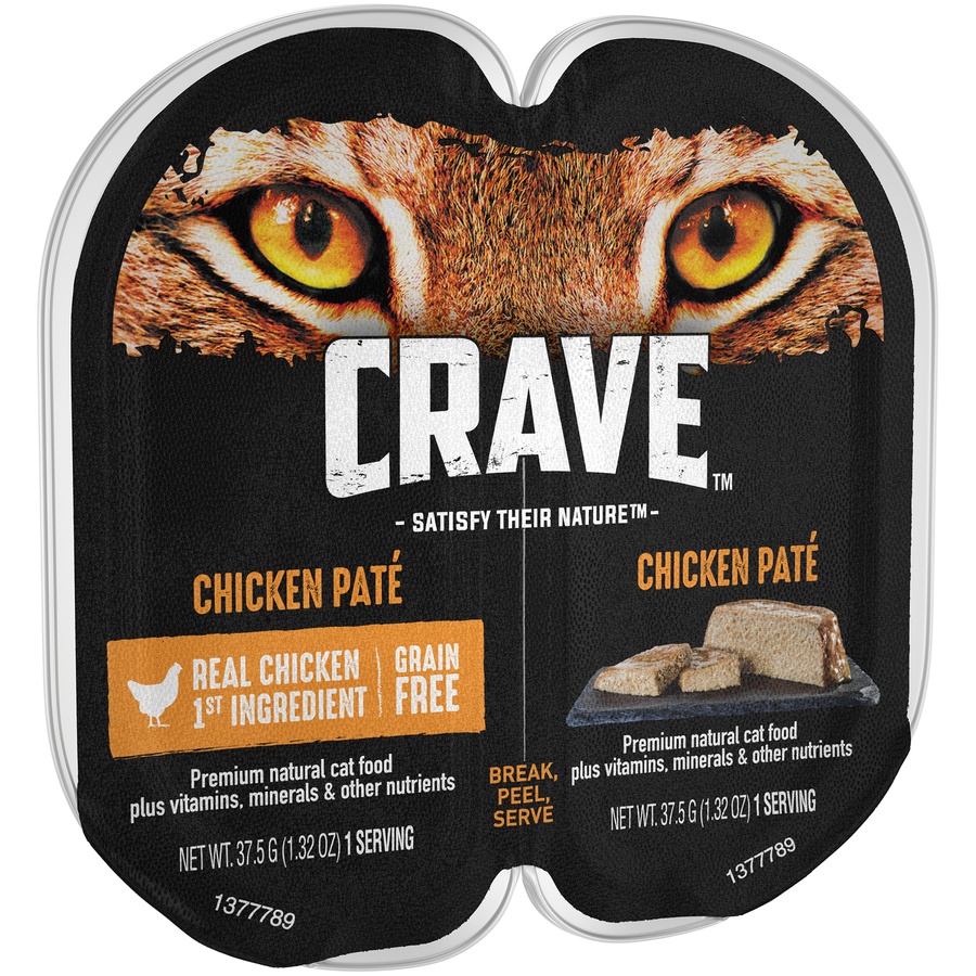 slide 3 of 9, Crave Grain Free High Protein Chicken Pat Wet Cat Food Tray, 2 ct; 1.32 oz