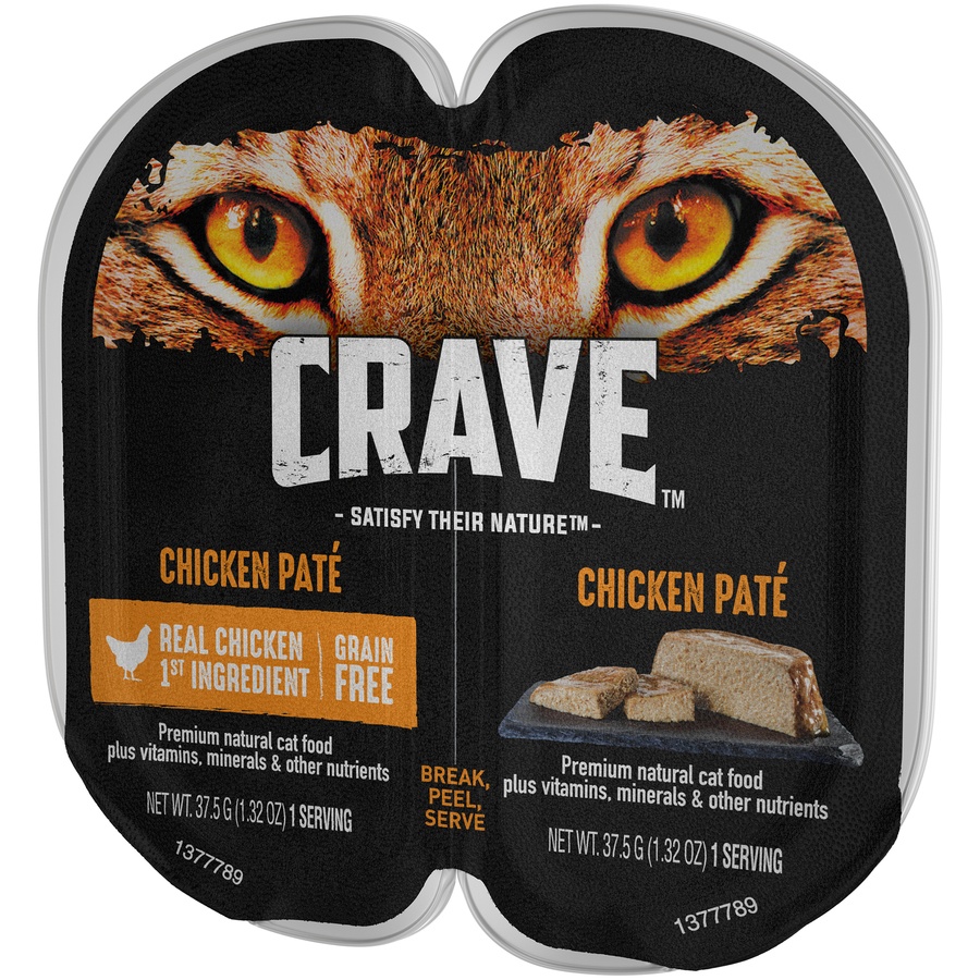 slide 8 of 9, Crave Grain Free High Protein Chicken Pat Wet Cat Food Tray, 2 ct; 1.32 oz