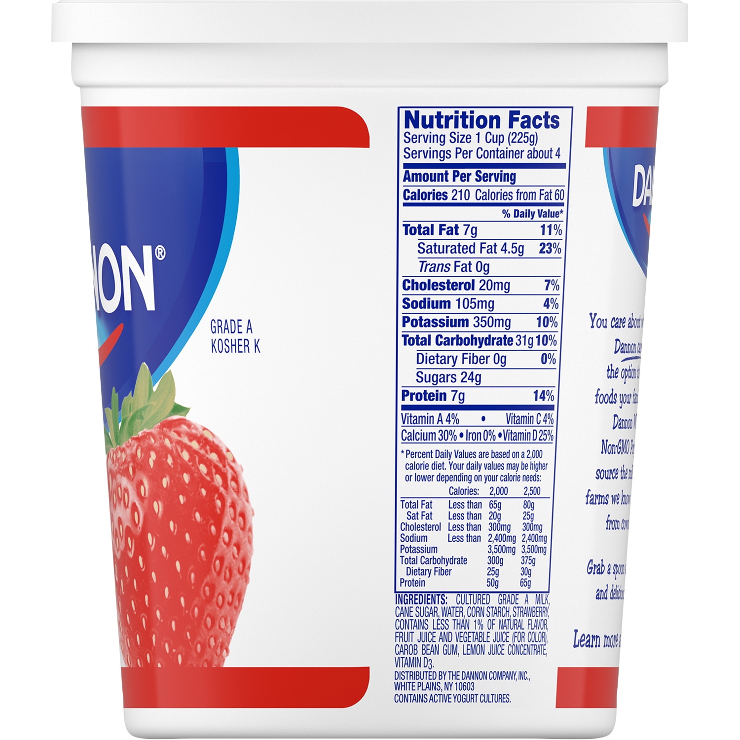 slide 3 of 5, Dannon All Natural Strawberry Whole Milk Yogurt, 32 oz