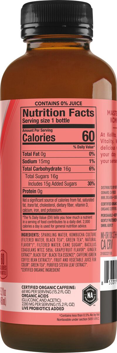 slide 3 of 8, KeVita Grapefruit Flavored Beverages Chilled - 15.2 oz, 15.2 oz