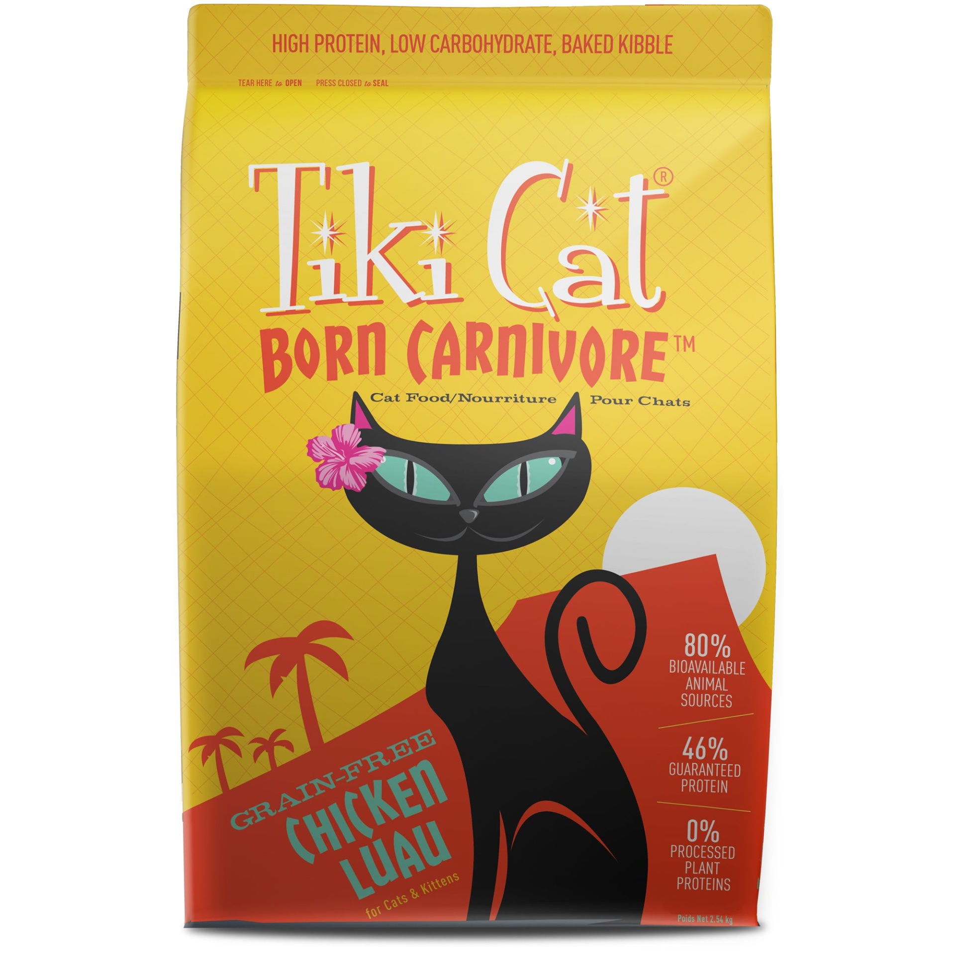 slide 1 of 1, Tiki Cat Born Carnivore Chicken Luau Dry Cat Food, 2.8 lb