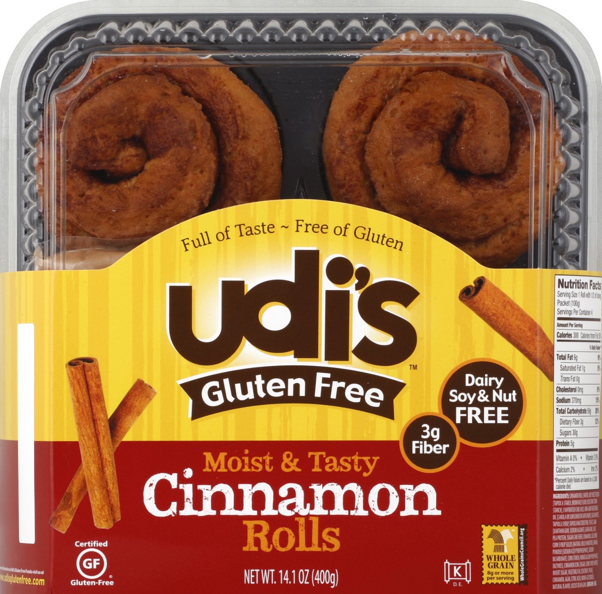 slide 4 of 4, Udi's Udis Rolls, Cinnamon, 14.1 oz