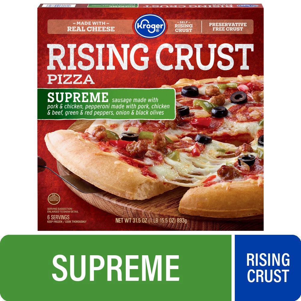 slide 1 of 4, Kroger Supreme Self-Rising Crust Frozen Pizza, 31.5 oz