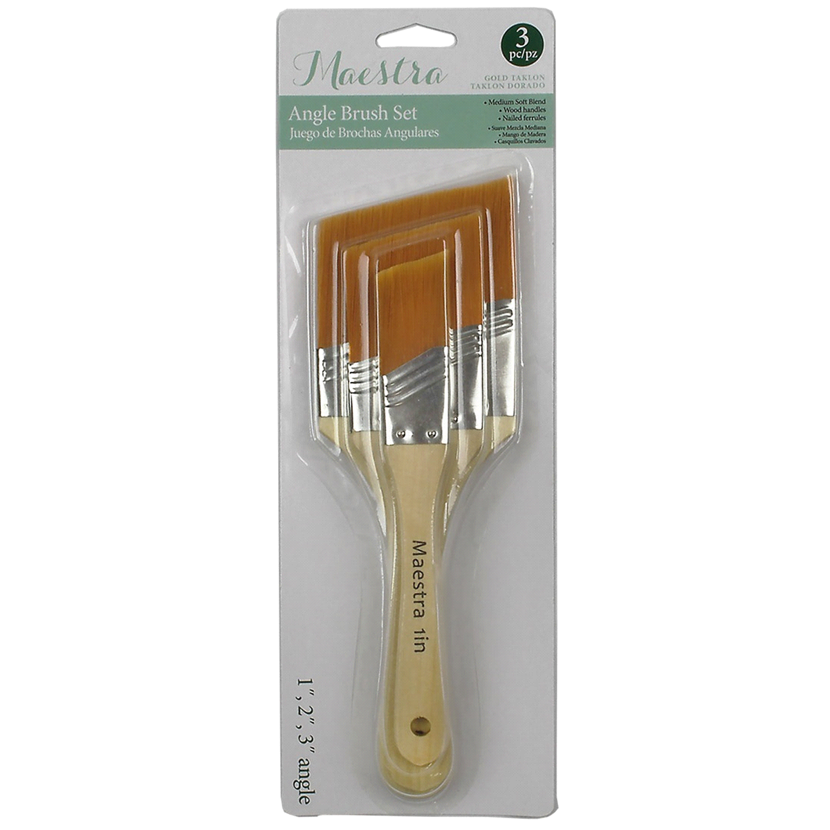 slide 1 of 5, Linzer maestra taklon angle brush 3 pieces, 1 ct