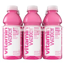 vitaminwater Zero Sugar Shine Strawberry Lemonade Nutrient Enhanced Flavored Water Beverage, 16.9 fl oz Bottles, 6 pack