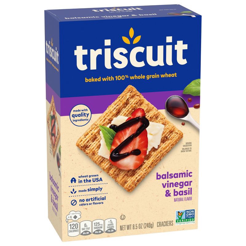 slide 7 of 12, Triscuit Balsamic Vinegar & Basil Whole Grain Wheat Lunch Snack Crackers - 8.5oz, 8.5 oz