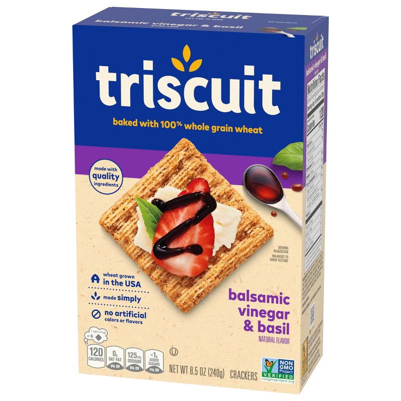 slide 8 of 12, Triscuit Balsamic Vinegar & Basil Whole Grain Wheat Lunch Snack Crackers - 8.5oz, 8.5 oz