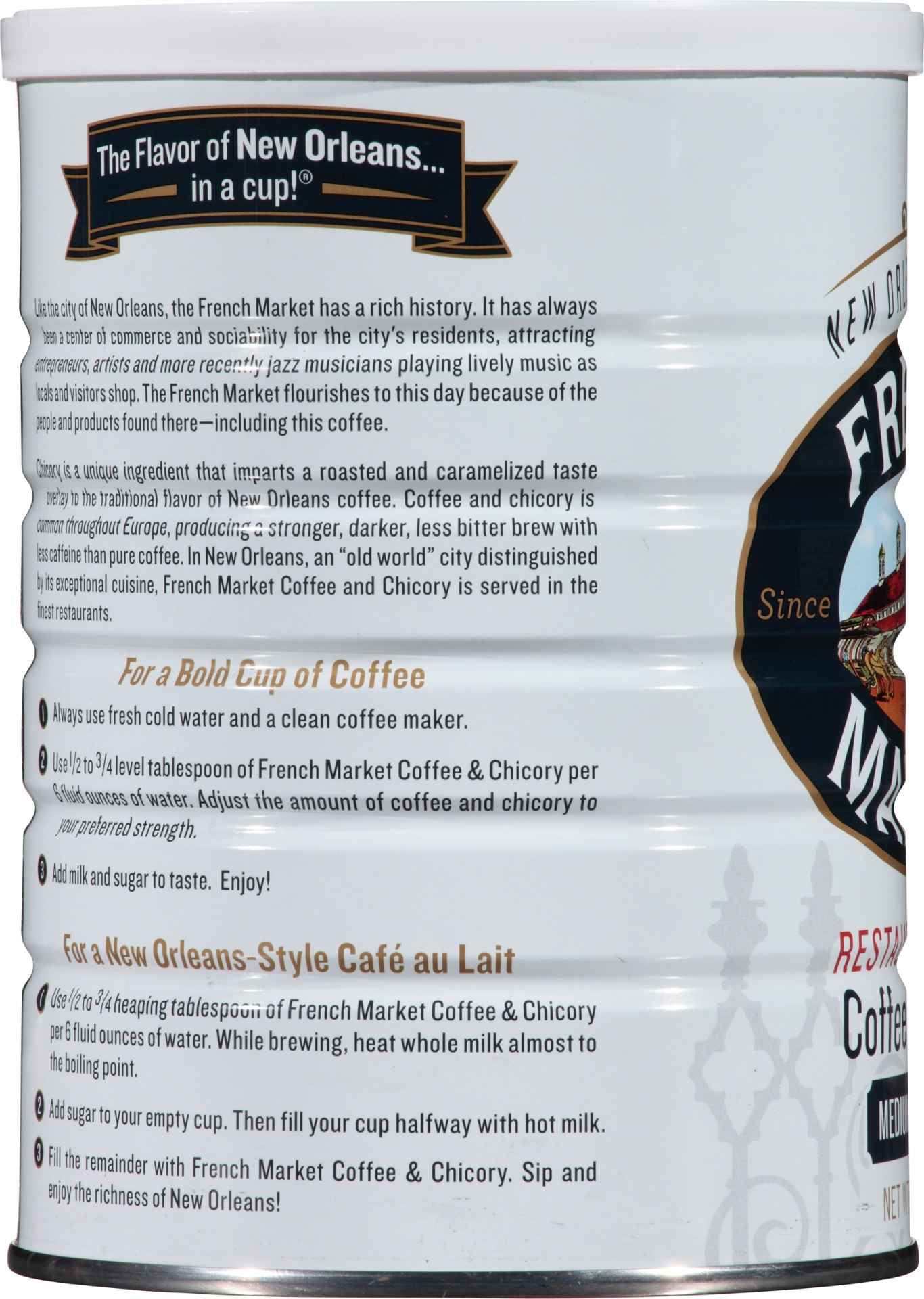 slide 4 of 6, French Market Coffee Restaurant Blend Medium Dark Coffee And Chicory - 12 oz, 12 oz