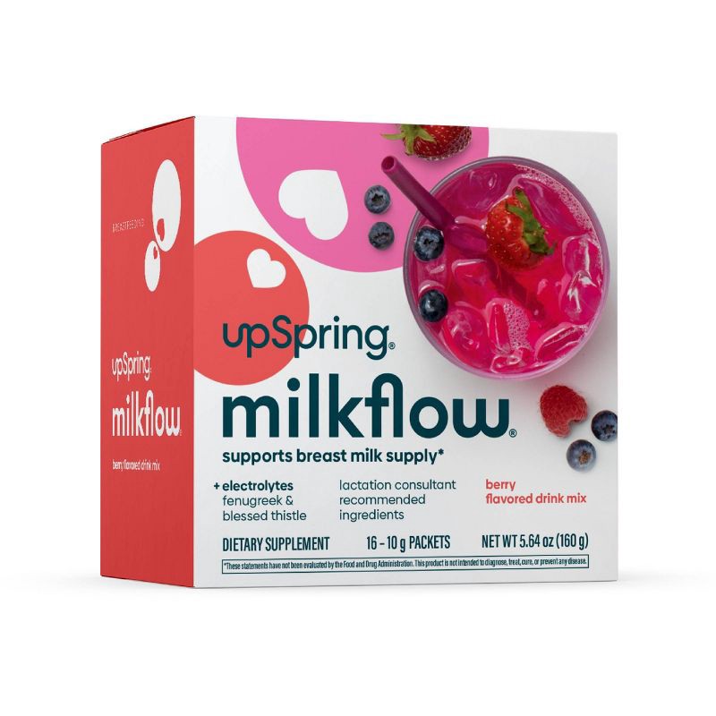 slide 1 of 8, UpSpring MilkFlow Drink Mix Breastfeeding Supplement with Electrolytes - Berry Flavor - 16ct, 16 ct