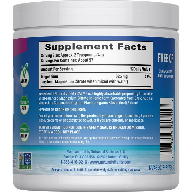 slide 2 of 11, Natural Calm Natural Vitality CALM Mineral Magnesium Supplement Powder - Raspberry Lemon - 8oz, 8 oz