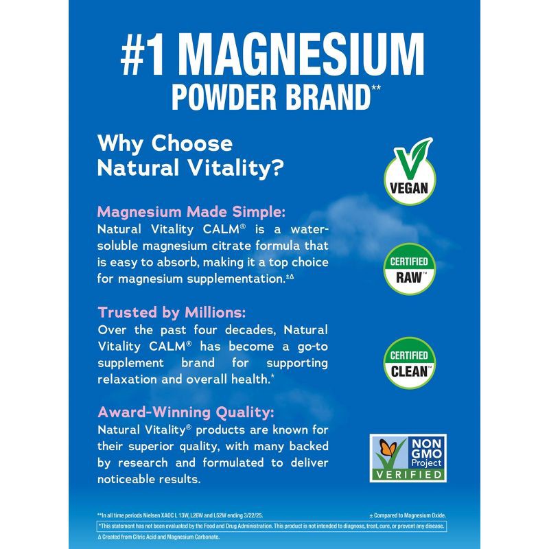slide 7 of 11, Natural Calm Natural Vitality CALM Mineral Magnesium Supplement Powder - Raspberry Lemon - 8oz, 8 oz