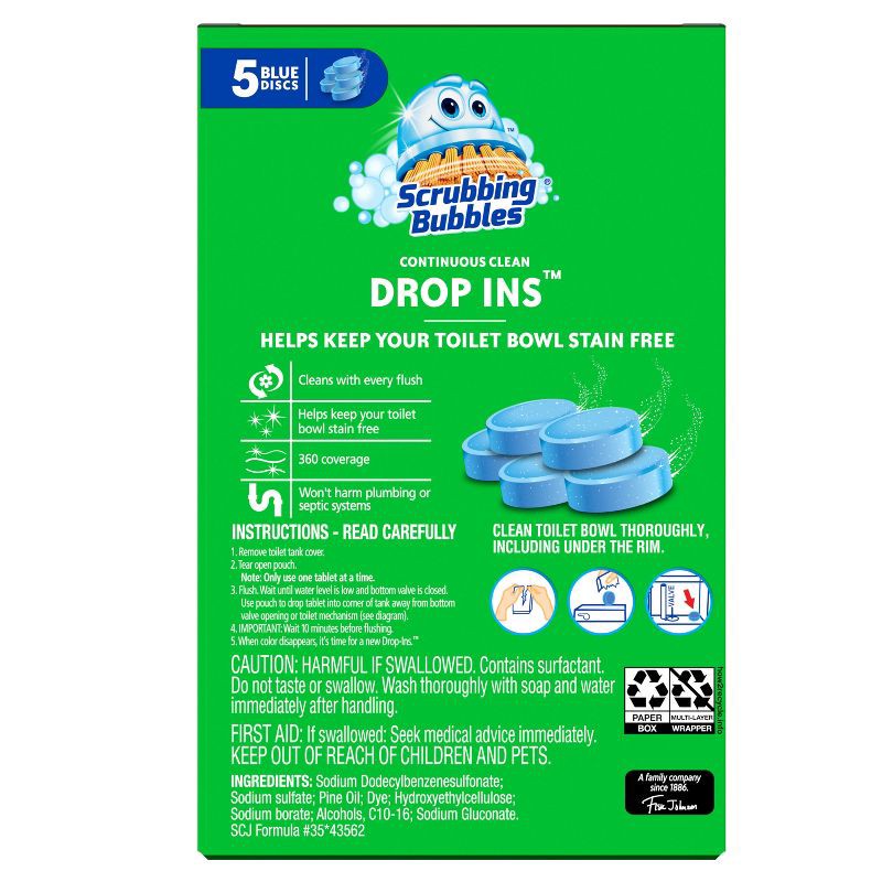 slide 7 of 7, Scrubbing Bubbles Continuous Clean Drop-Ins Toilet Bowl Cleaner Tablets - 5ct, 5 ct