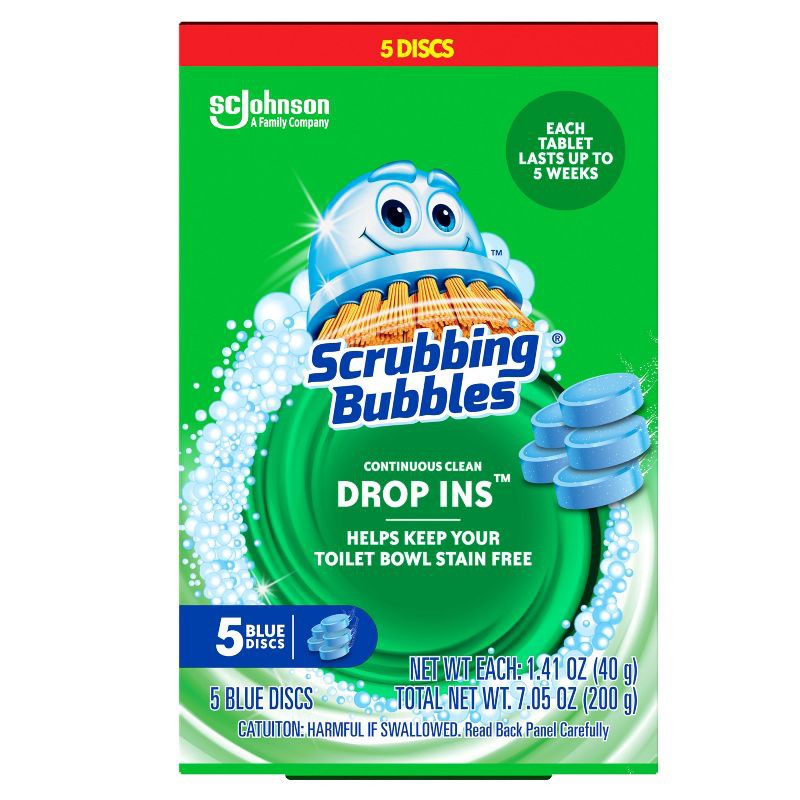 slide 1 of 11, Scrubbing Bubbles Continuous Clean Drop-Ins Toilet Bowl Cleaner Tablets - 5ct: Fresh Scent, Box Container, 5 ct