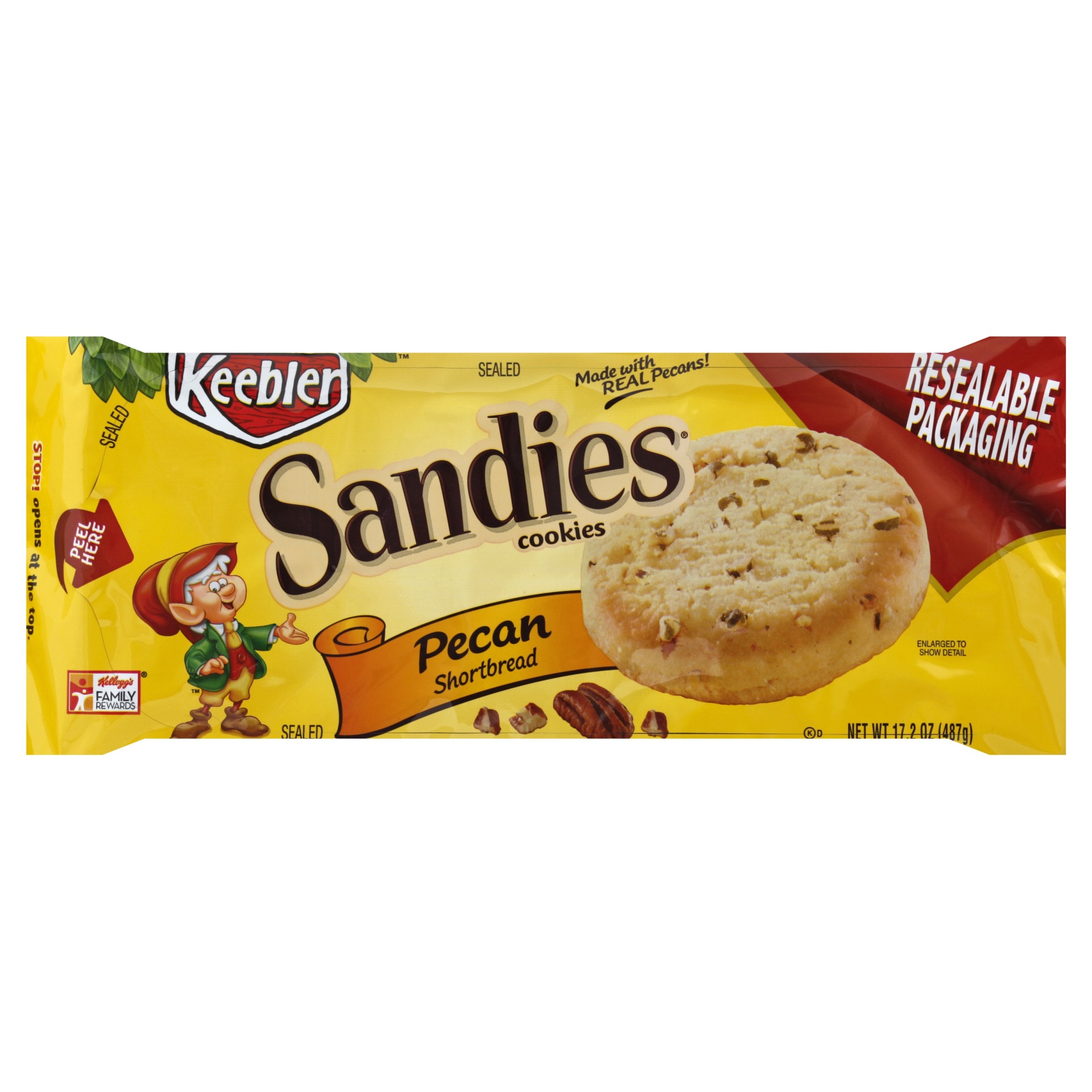 slide 1 of 4, Keebler Sandies Cookies Pecan Shortbread Family Size - 17.2 oz, 17.2 oz