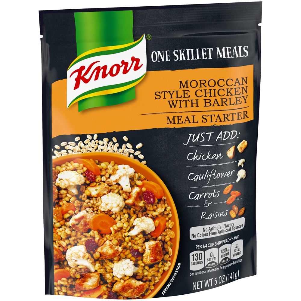 slide 2 of 5, Knorr One Skillet Meals Meal Starter Moroccan Style Chicken With Barley, 4.9 oz