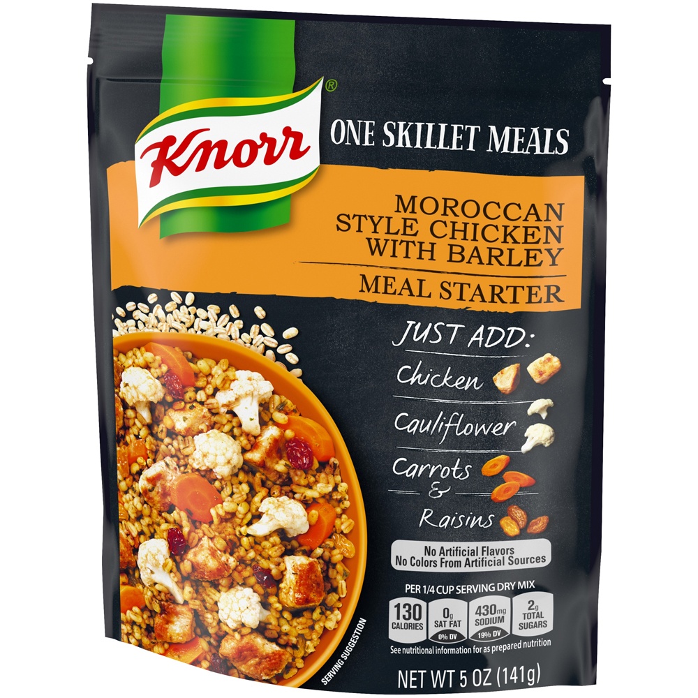 slide 3 of 5, Knorr One Skillet Meals Meal Starter Moroccan Style Chicken With Barley, 4.9 oz