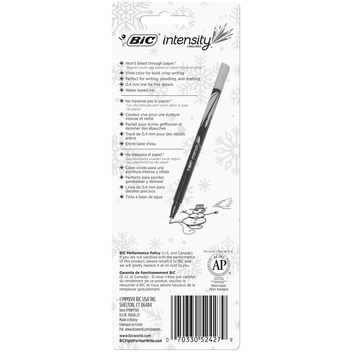 slide 4 of 6, BIC Intensity Fineliner Marker Pen, Assorted Colors, 3 ct