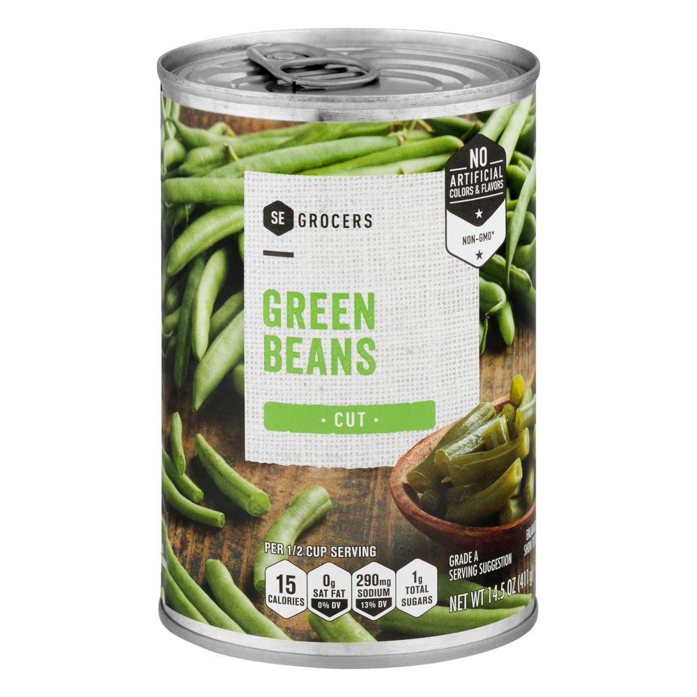 slide 1 of 1, SE Grocers Green Beans Cut, 14.5 oz