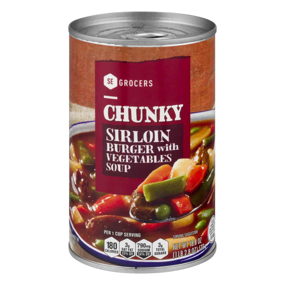 slide 1 of 1, SE Grocers Chunky Soup Sirloin Burger With Vegetables, 18.8 oz