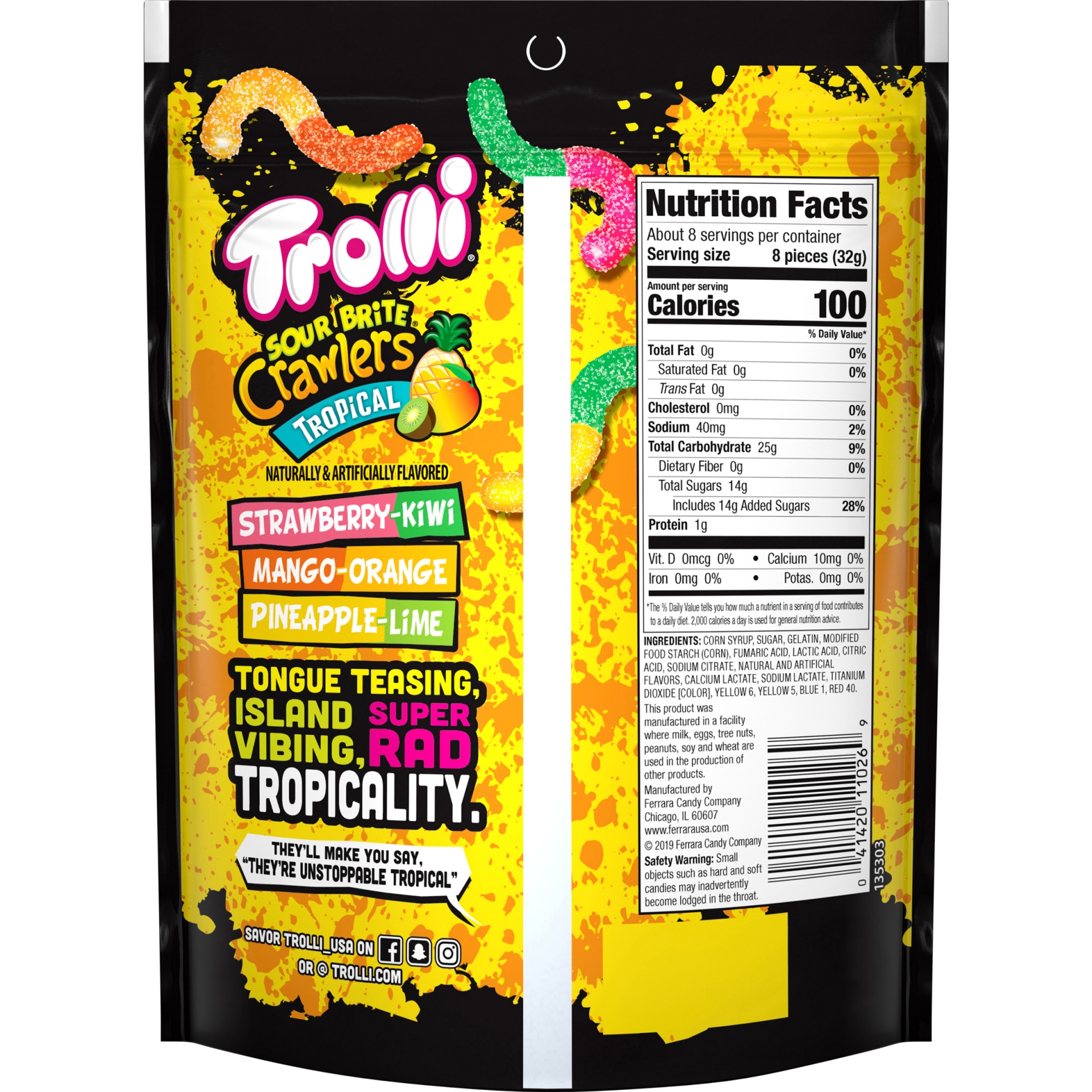 slide 2 of 8, Ferrara Candy Company Trolli Sr Brite Crawler Trop, 9 oz