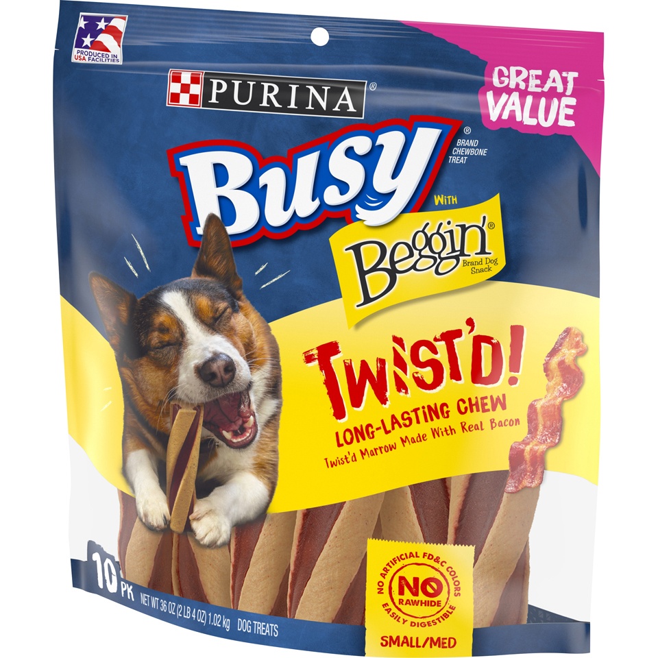Purina Busy With Beggin' Made in USA Facilities Small/Medium Breed Dog Treats, Twist'd Pouch 36