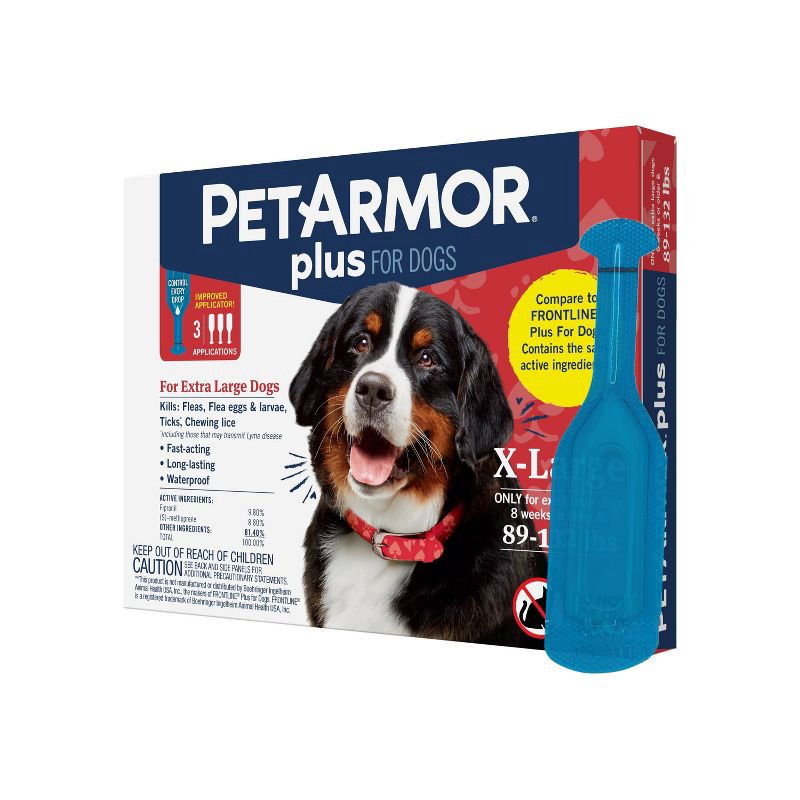 slide 4 of 8, PetArmor Plus Flea and Tick Topical Treatment for Dogs - 89-132lbs - 3 Month Supply, 89 ct; 132 lb