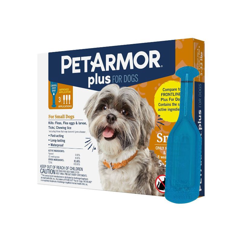 slide 4 of 8, PetArmor Plus Flea and Tick Topical Treatment for Dogs - 5-22lbs - 3 Month Supply, 5 ct; 22 lb