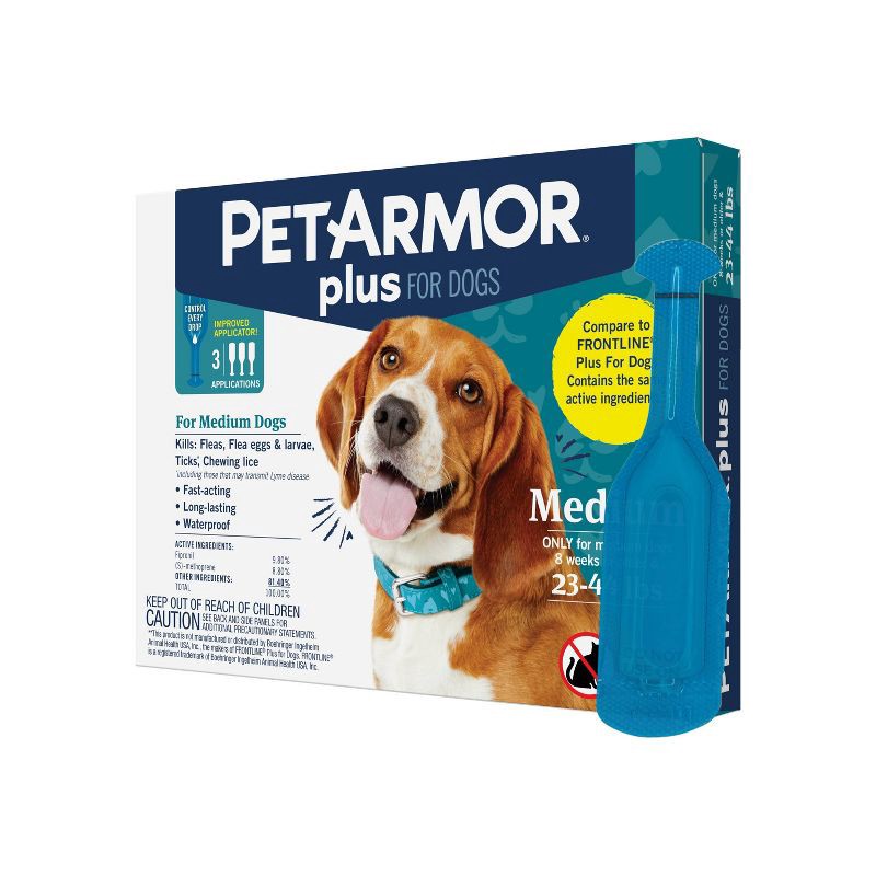 slide 4 of 8, PetArmor Plus Flea and Tick Topical Treatment for Dogs - 23-44lbs - 3 Month Supply, 23 ct; 44 lb