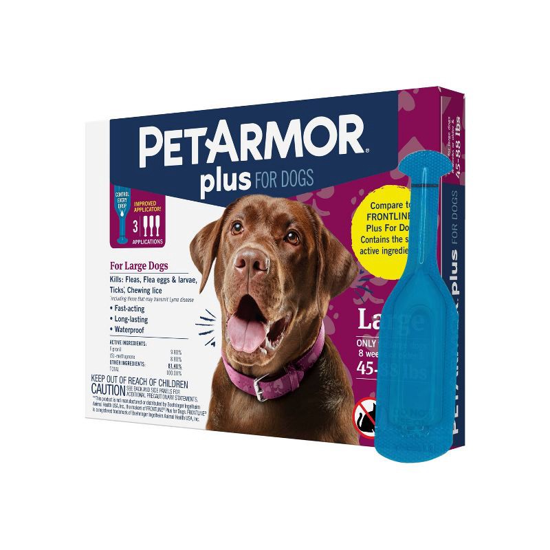 slide 4 of 8, PetArmor Plus Flea and Tick Topical Treatment for Dogs - 45-88lbs - 3 Month Supply, 45 ct; 88 lb