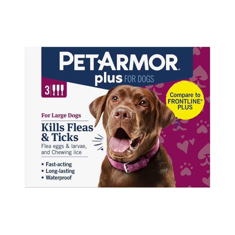 slide 1 of 8, PetArmor Plus Flea and Tick Topical Treatment for Dogs - 45-88lbs - 3 Month Supply, 45 ct; 88 lb